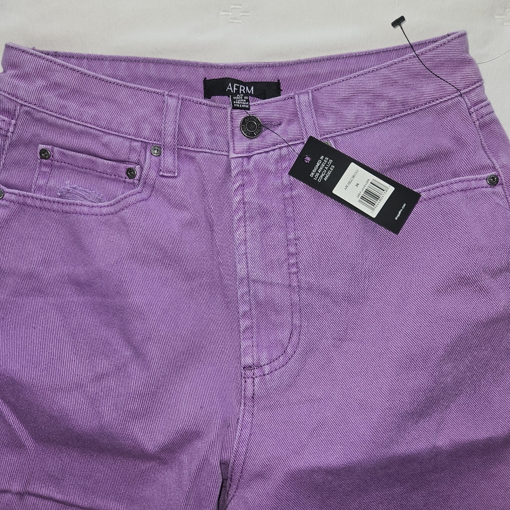 AFRM Purple Distressed Straight Leg Jeans NWT - Picture 3 of 5